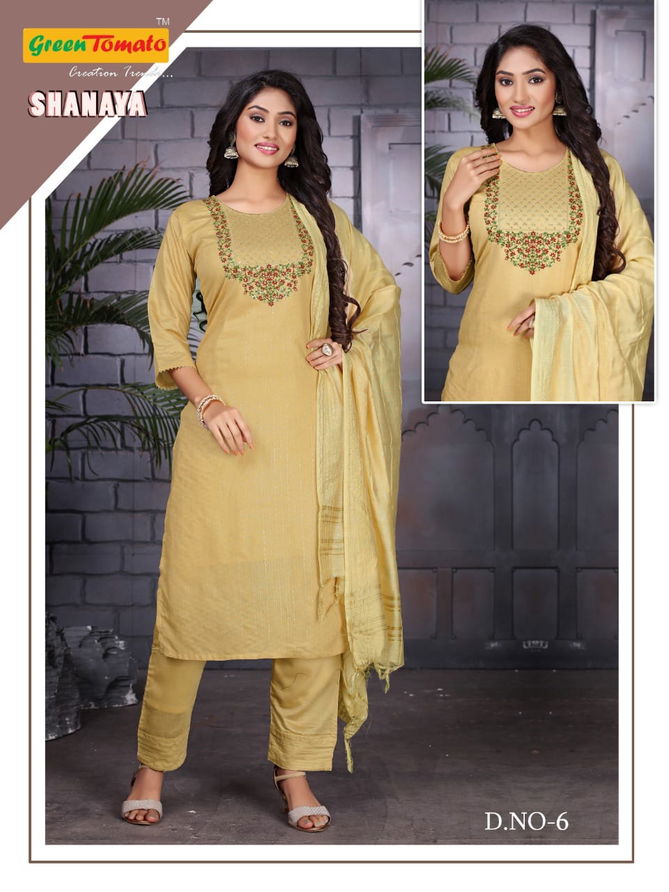 Green Tomato Shanaya New Exclusive Wear Designer Kurti Pant With Dupatta Collection